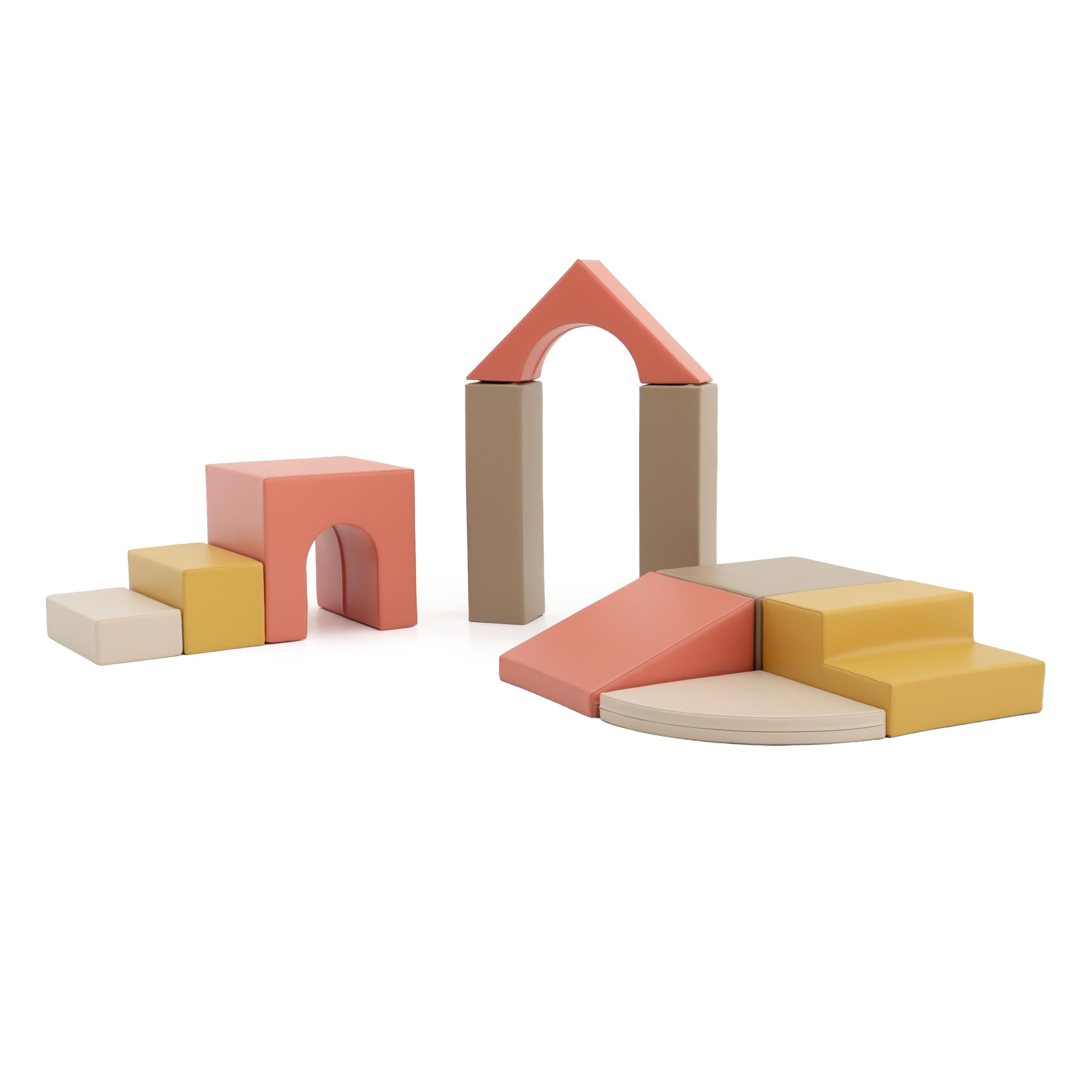 IGLU SOFT PLAY Baby Gym 10-teiliges Kletterset (Pastel Autumn) | Firm Step Schaumstoff | Veganes Leder | CE-zertifiziert | Fördert Motorik & Kreativität | Leicht zu Reinigen | Leicht