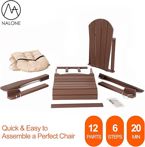 Miniatura 8 de nalone Juego de 2 sillas plegables Adirondack con cojín con soporte para tazas, silla de patio de plástico HDPE de gran tamaño resistente a la