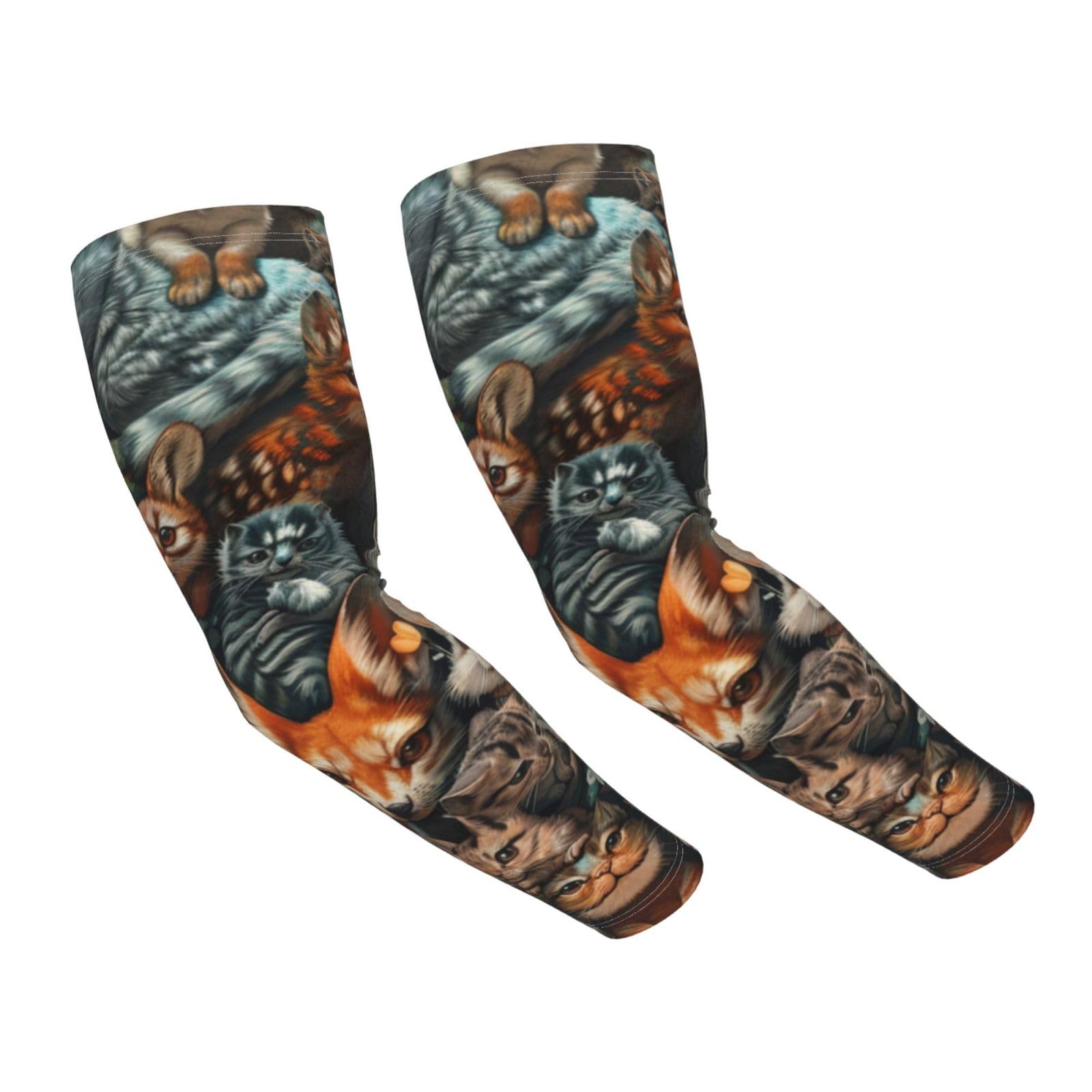 Rabbit Fox Forest Animal Gardening Sleeves With Thumb Hole For Women Men, Farm Sun Protection Thorn Proof Cooling Arm Sleeves To Cover Arms For Garden Sports