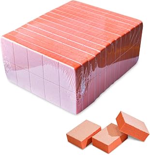 Karlash 130 Pack Mini Orange Nail Buffer Blocks 80/100 Grit Double Sided - Smooth Rough Edges for Longer Lasting Polish