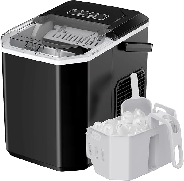 Ice Maker Countertop, Portable Ice Machine Ready in 6 Minutes with 9 Cubes 26LBS in 24H, Self-Cleaning with Ice Scoop an