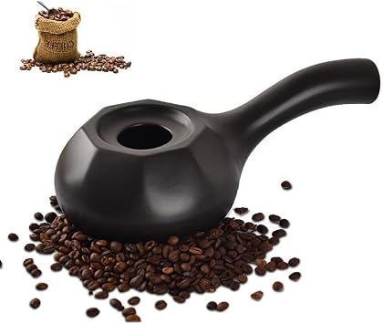 Handheld Coffee Roaster, Ceramic Coffee Roaster Machine with High Temperature Resistant Handle, 360 Cycle Even Heating and 80-150g/time Output, Retain Original Flavor, for Home, Cafes