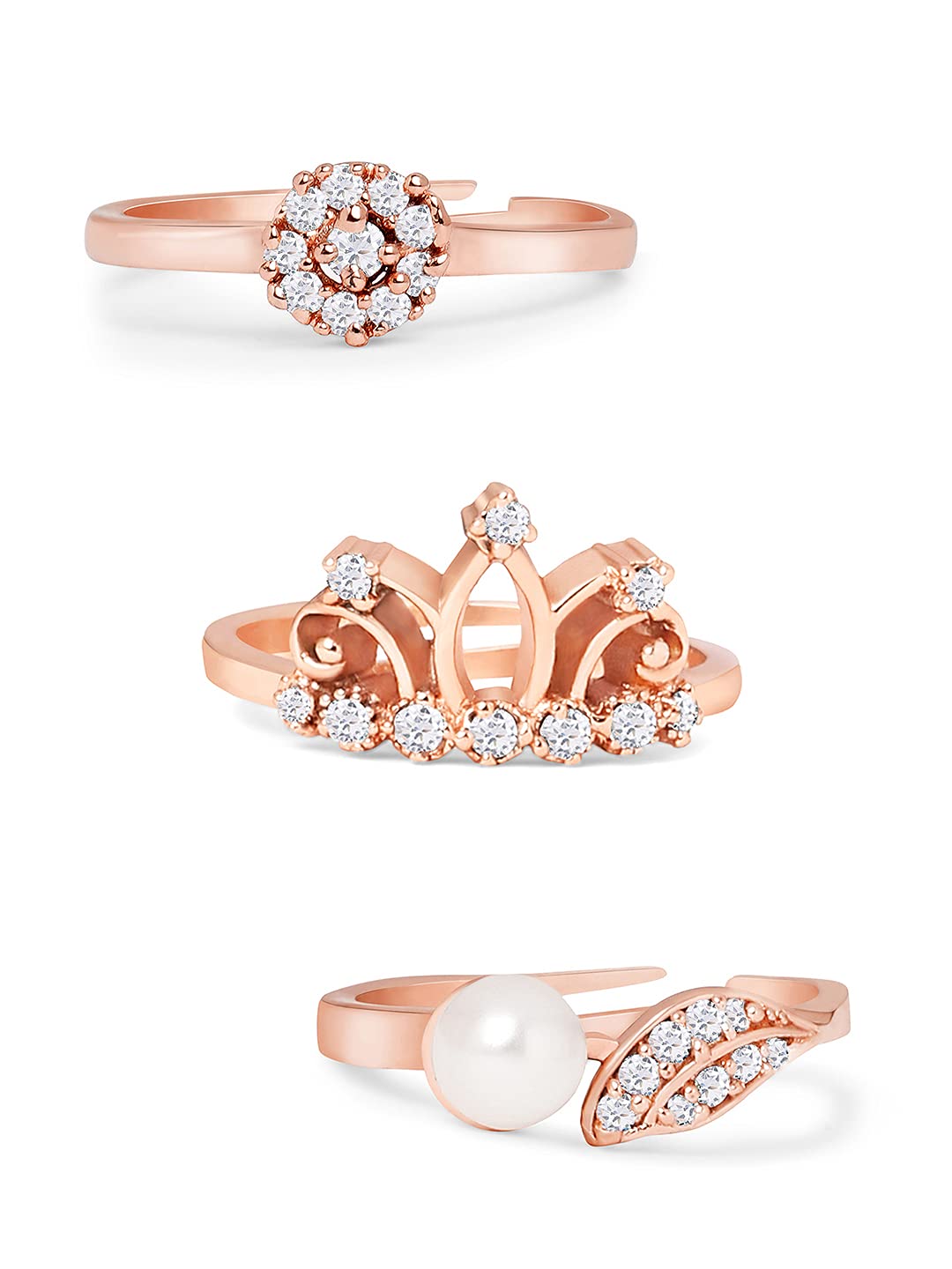 See full amazon price history chart for ZAVERI PEARLS Set of 3 Rose Gold Contemporary Cubic Zirconia Brass Adjustable Rings For Women-ZPFK11175 ZAVERI PEARLS Set of 3 Rose Gold Contemporary Cubic Zirconia Brass Adjustable Rings For Women-ZPFK11175 (B09F6KKTST) Amazon Price History, Amazon Price Tracker