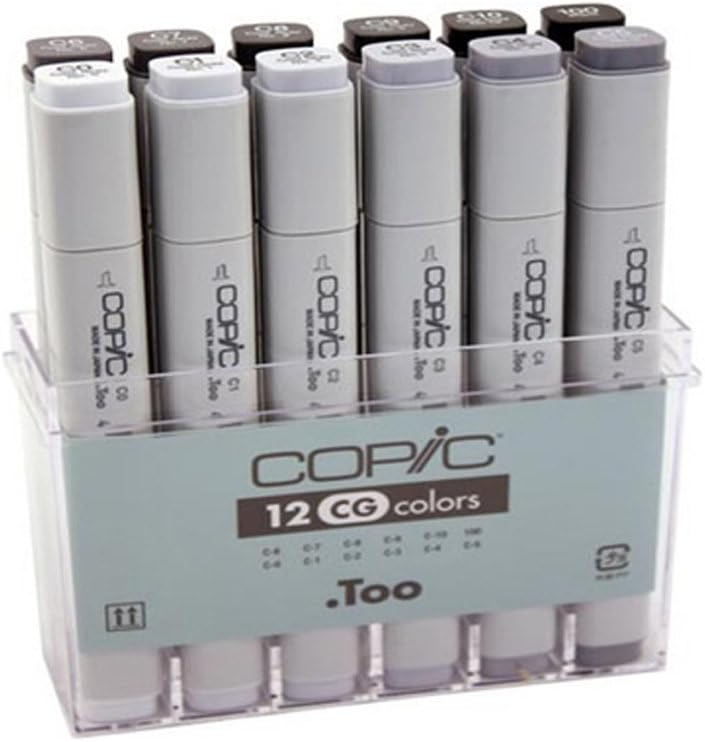 12 Color Markers Set (Cool Grey)