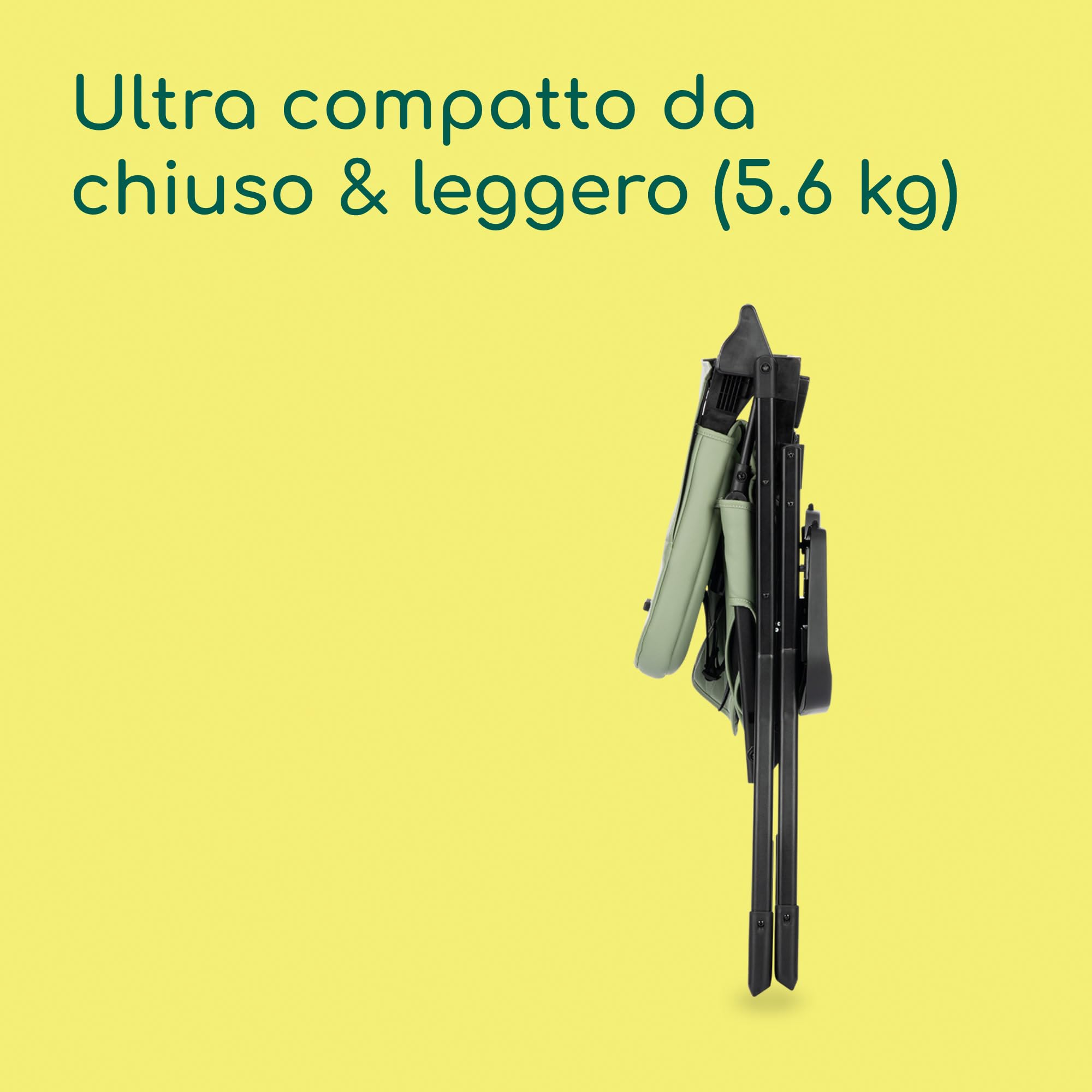 Bebeconfort Mallow, Seggiolone pappa 0 36 mesi, 0-15 kg, Seggiolone pieghevole ultracompatto, Leggero 5.6 kg, Chiusura facile e veloce con una mano, Facile da Pulire, Mineral Green