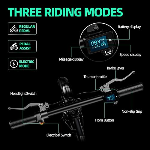 Miniatura 6 de Bicicleta eléctrica plegable de 14 pulgadas con motor de 500 W, batería extraíble de 48 V y 18 AH, mini bicicleta eléctrica para adultos y