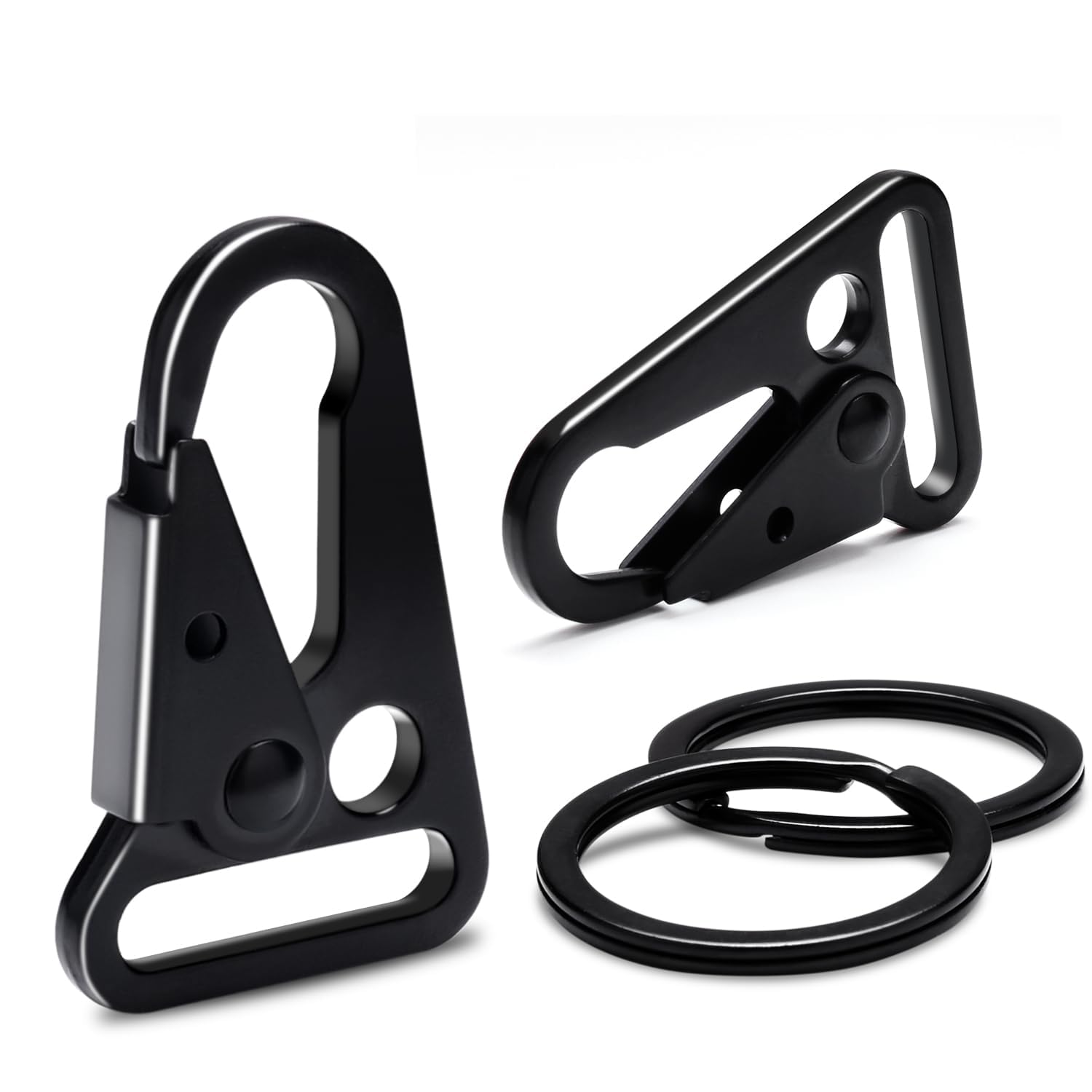 Muzztech Pack of 2 Metal Tactical Snap Hook 1-inch and Ring Car Keys Chain Clip Heavy Duty Keychain Attachments for Paracord Bracelets Necklaces Molle Bags Lanyard Accessories (Black)-picture-30