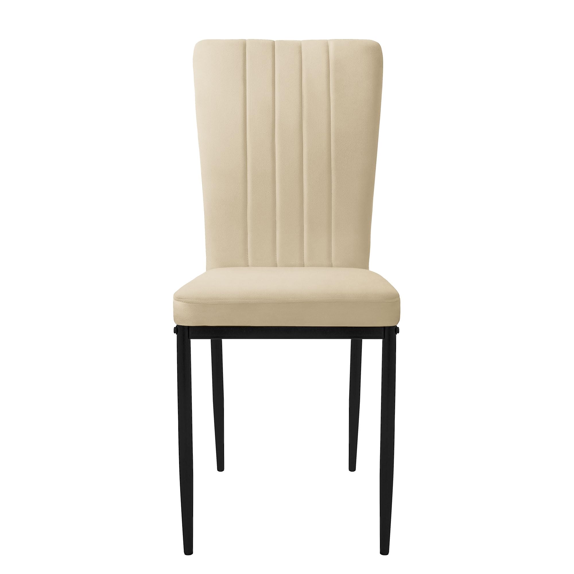 ML-Design Set di 4 Sedie per Sala da Pranzo con Rivestimento in Velluto Crema Sedie da Cucina con Schienale Imbottita con Gambe in Metallo Sedia Ergonomica per Tavolo da Pranzo Sedia da Soggiorno