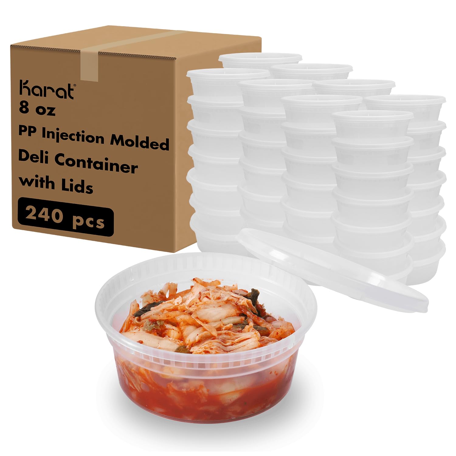 Karat FP-IMDC8-PP 8 oz 3.57" x 4.61"x 1.68" Deli Containers With Lids (Pack of 240)
