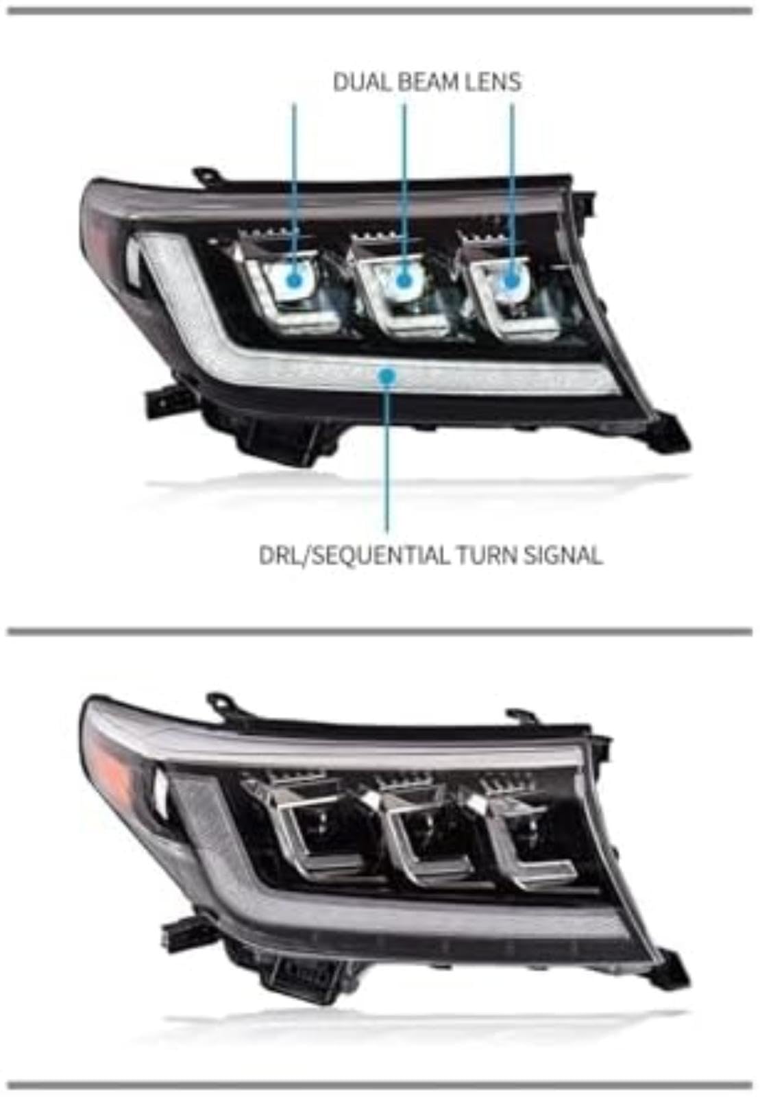 Dla TOYOTA, dla Land Cruiser 2008-2015 montaż reflektorów Drl podwójna wiązka obiektywu sekwencyjny kierunkowskaz przednie lampy reflektor światło Lampka kontrolna lusterka bocznego