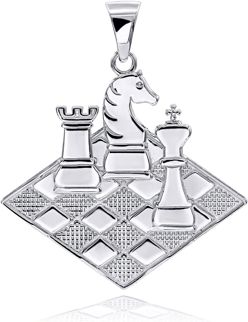 Fine Sterling Silver Chess Game Pendant
