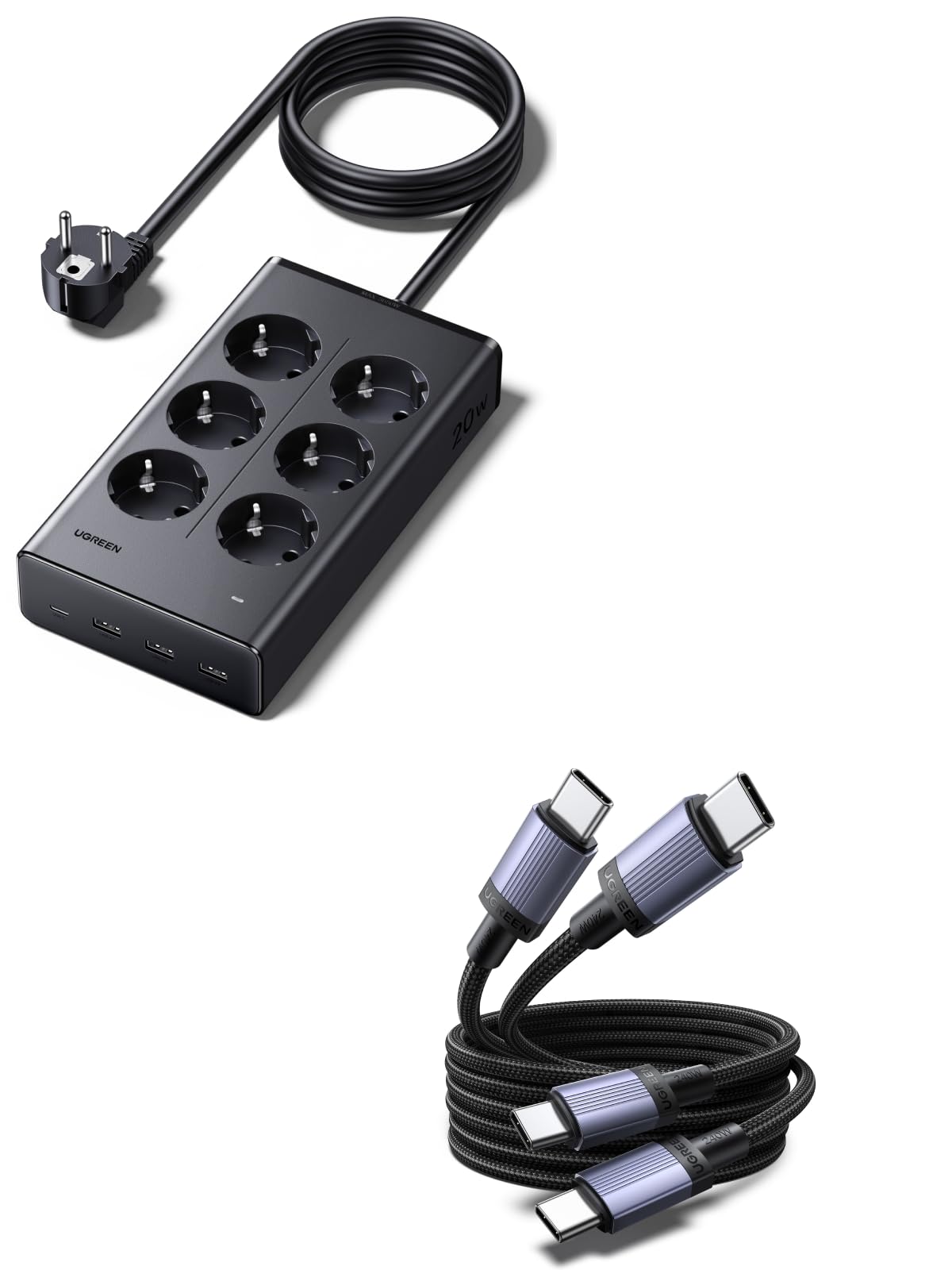 UGREEN Cavo USB C 240W con 10 IN 1 Ciabatta Multipresa Elettrica 3680W