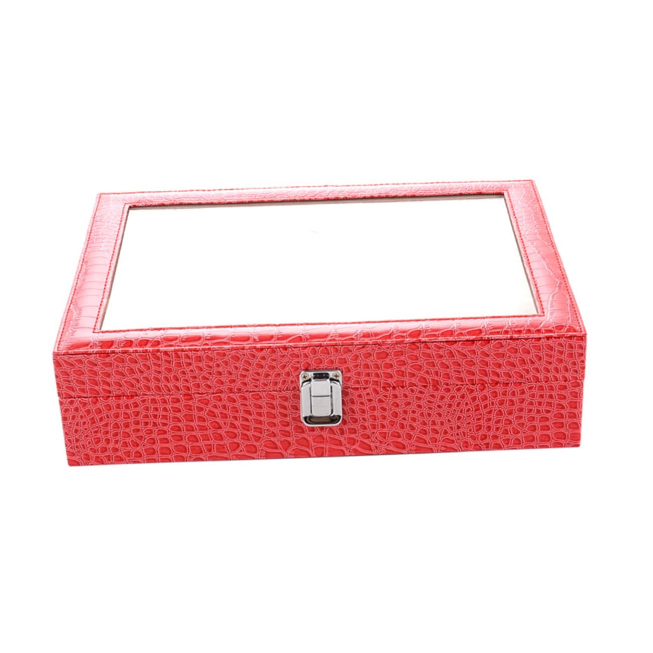 GALPADA 8 Slotów Wzór Ziarna Krokodyla Okulary Przeciwsłoneczne Schowek Na Okulary Skórzane Etui Na Okulary Gablota Do Przechowywania Organizer Do Przechowywania (rosy)