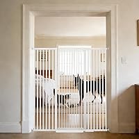 Lumizone 55.12" Extra Tall Pet Gate - Pressure Mounted, Auto-Close, One-Handed, Narrow 1.37" Gap for Cats & Dogs (29.92"-59.44"W, White)