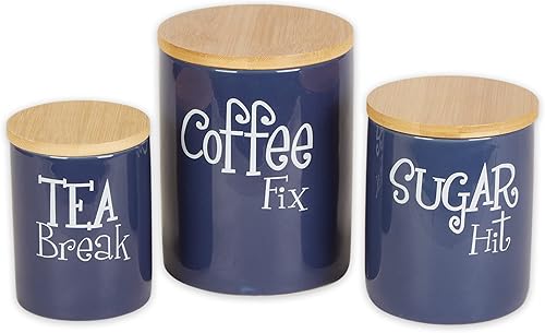 DII - Colección de accesorios de cocina retro en cerámica, juego de botes, azul náutico, 3 piezas