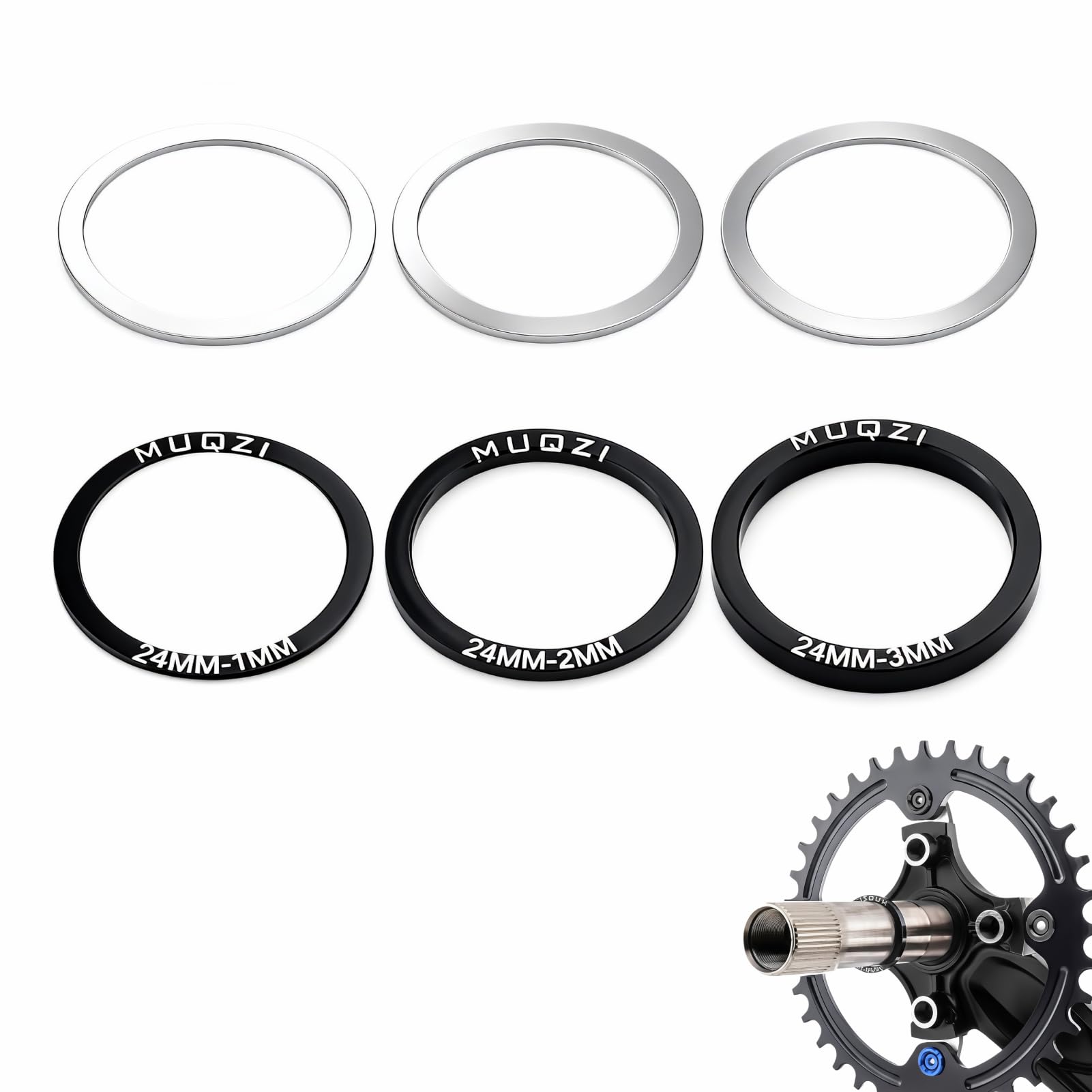 Kit De Rondelles Pédalier 24 Mm – 6 Pièces Inox, Multi-épaisseurs, Compatible VTT, Route, BB86/BB30/PF30