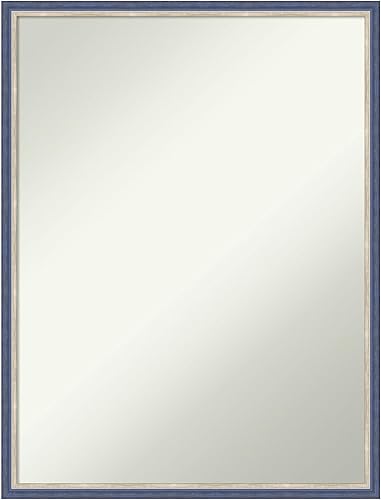 Amanti Art Espejo de baño de madera, espejo de pared estrecho azul Theo para usar como espejo de tocador de baño sobre el fregadero (25 x 19