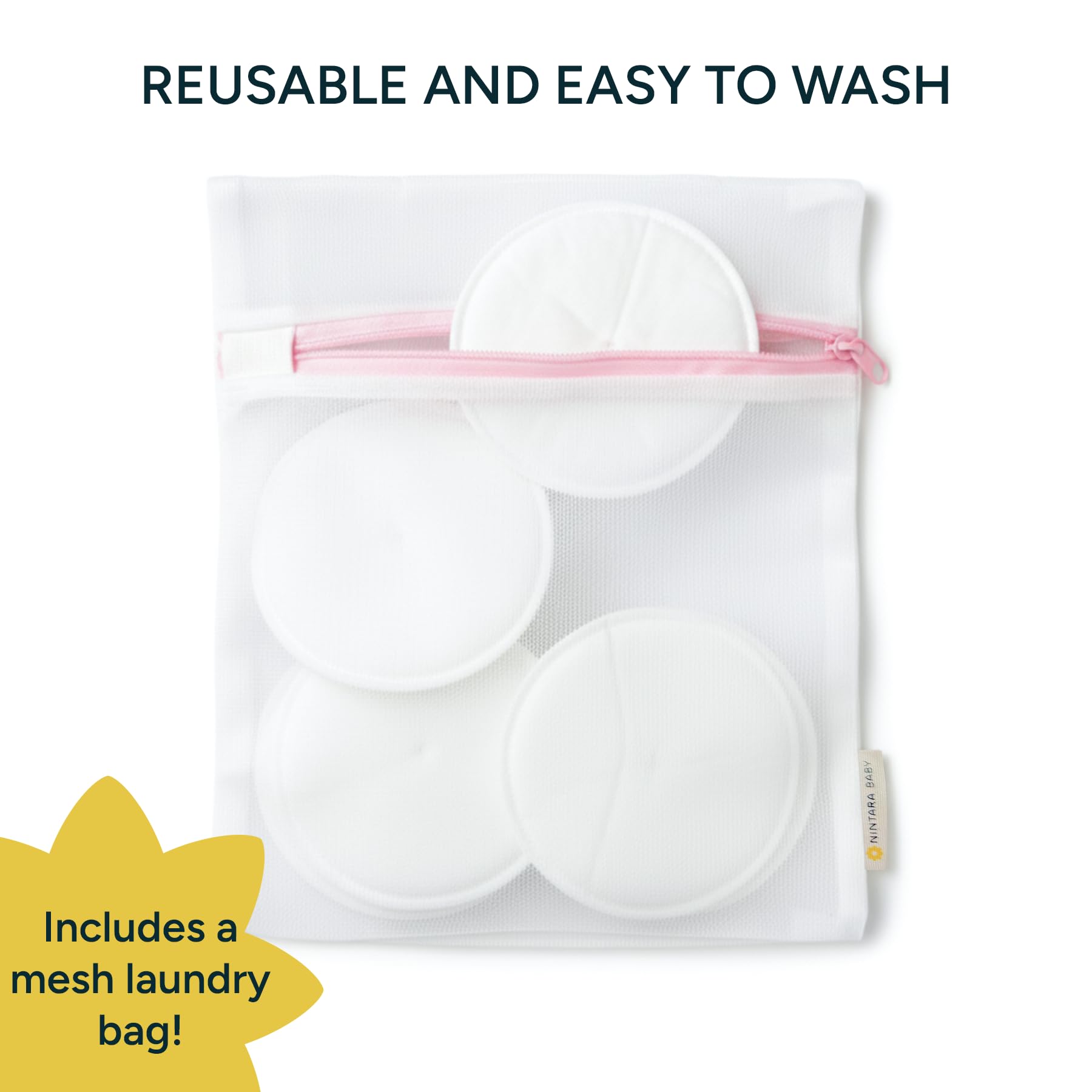 Nintara Baby Reusable Nursing Pads, Soft & Absorbent Breast Pads, Bamboo Viscose Blend, Contoured Fit, Leak-Resistant - Image 4