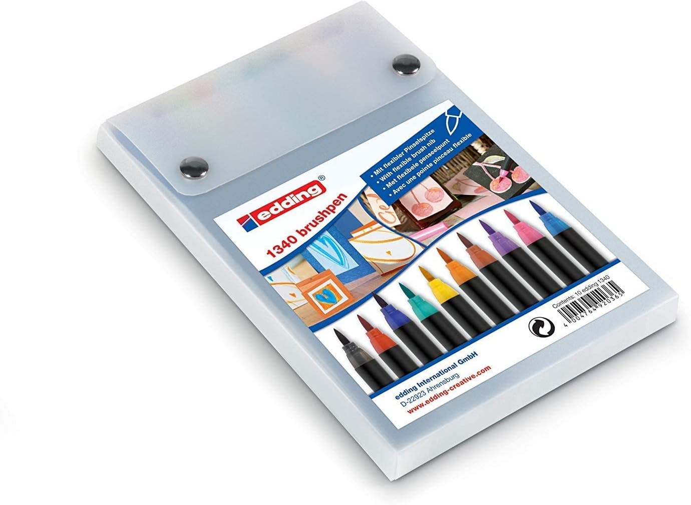 edding 1340 brush pen - set of 10 - colourful, bright, delicate colours - flexible brush nib - felt-nib pen for painting, writing and drawing - bullet journals, hand lettering, mandalas, calligraphy
