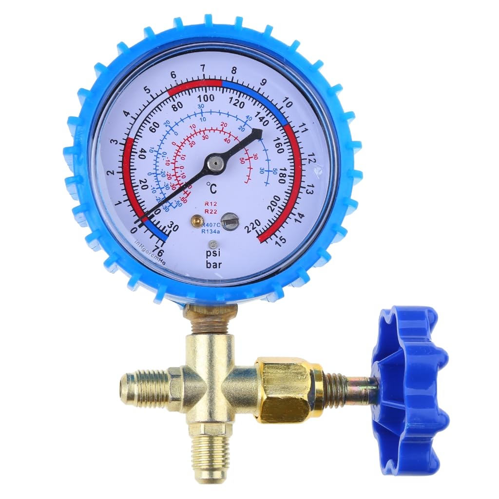 Kalttoy Blue 220Psi 500Psi Air Conditioning Refrigerant Recharge Pressure Gauge Manometer