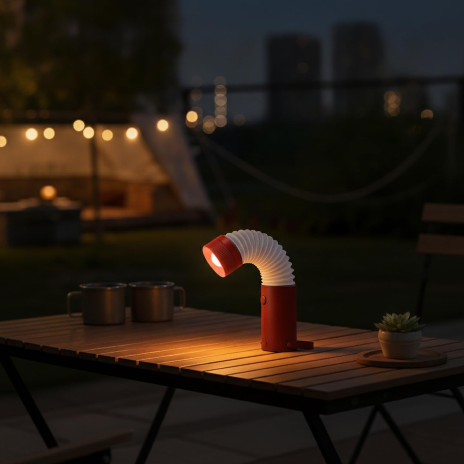 Lampada da Campeggio con Sezione Luminosa a Soffietto Portatile Lampada da Campeggio con Base Magnetica Flessibile Lanterna per Zaini, Bianco