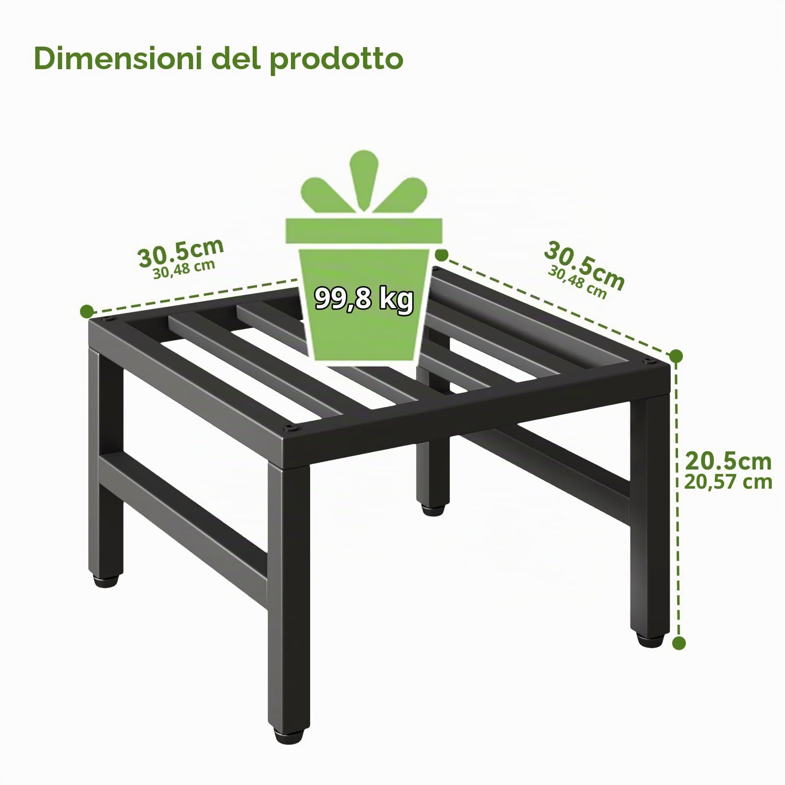 IBUYKE 2 Pezzi Supporto per Piante in Metallo per Interno Esterno, 30cm Supporto per Vasi di Fiori Piccole, Moderno Quadrato Scaffale per Piante e Fiori per Balcone Giardino, Nero TMJ075B-2