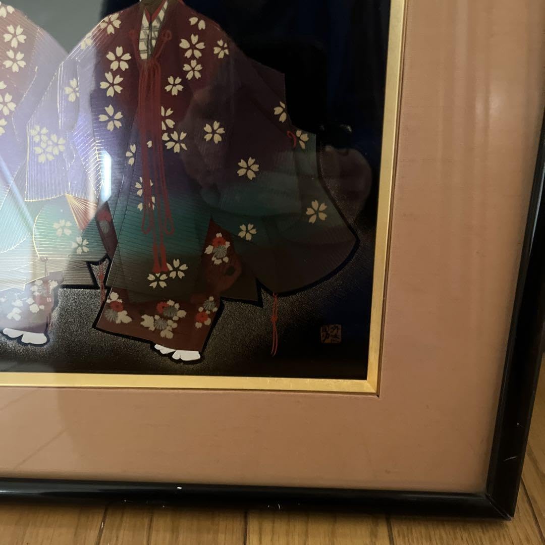 ☆能登半島 輪島塗り 田中外志 蒔絵 漆絵 能面絵 二人静 工芸品 絵画 