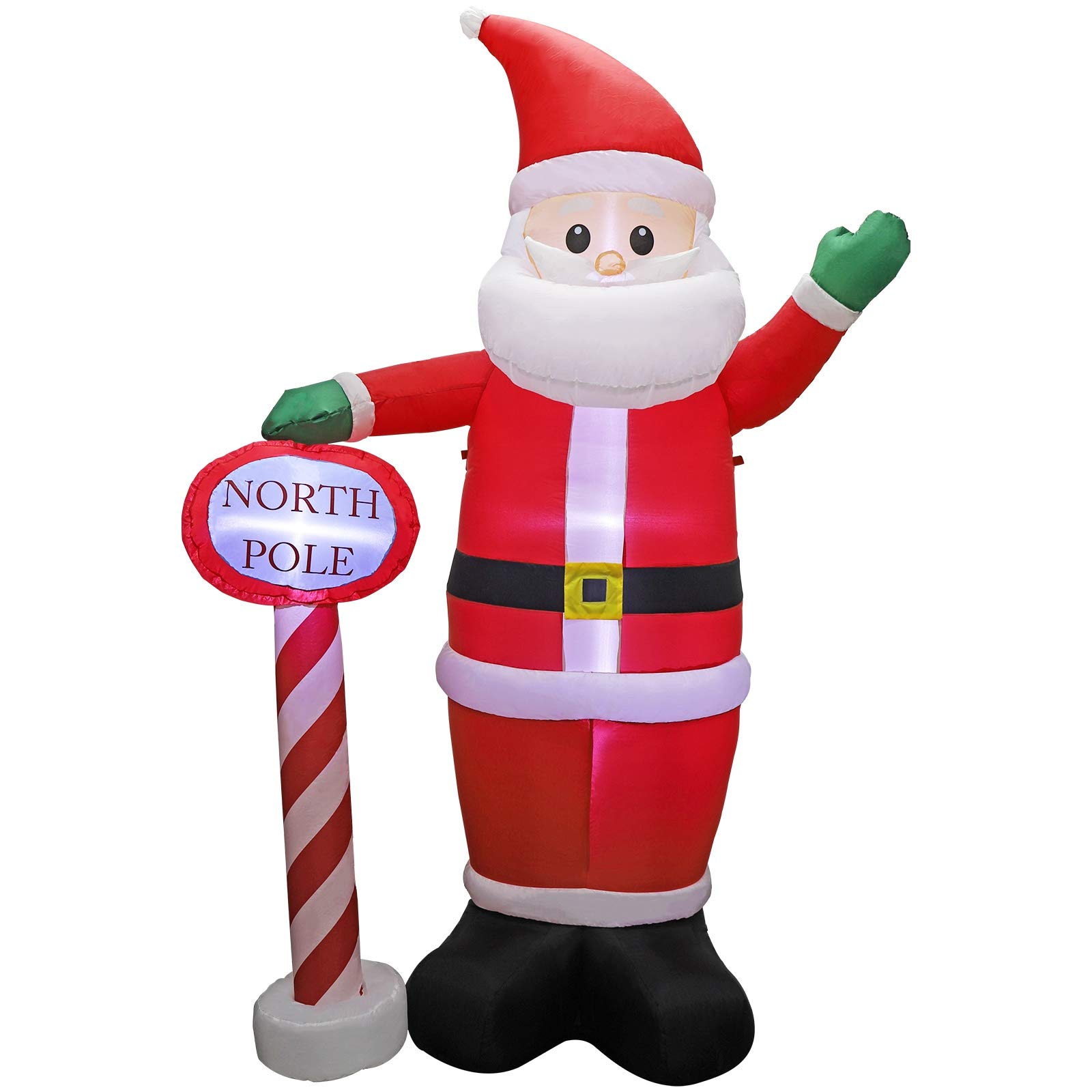MorTime Père Noël Gonflable de 2,4 m avec Guide Lumineux, Père Noël géant Lumineux avec lumières LED, décoration de Cour, décoration de fête pour décorations d'extérieur de Noël