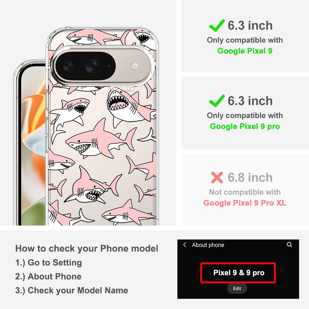 MOSNOVO Case for Google Pixel 10 & Pixel 10 Pro, [Buffertech 6.6ft Military-Grade Drop Protection] [Anti Peel Off Tech] Clear TPU Bumper Phone Case Cover Design - Cute Cherry — view 424