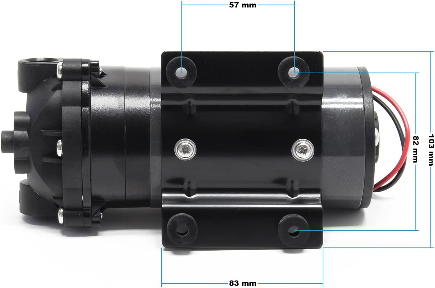 Side view of Naturewater Booster Pump with dimensions