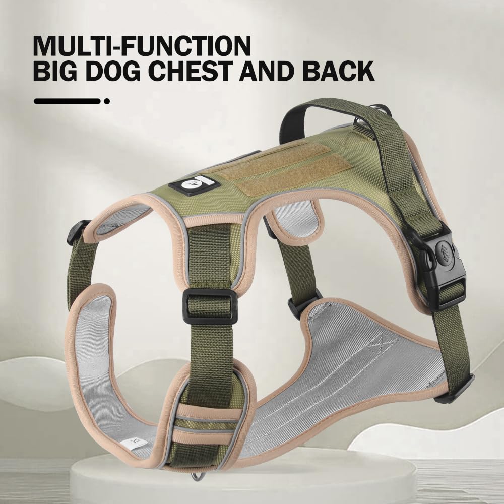 No Pull Dog Harness, Adjustable Reflective Vest with Front & Back Leash Clips, Secure Comfortable Fit for Medium & Large Dogs (Purple/Green) M - image 4