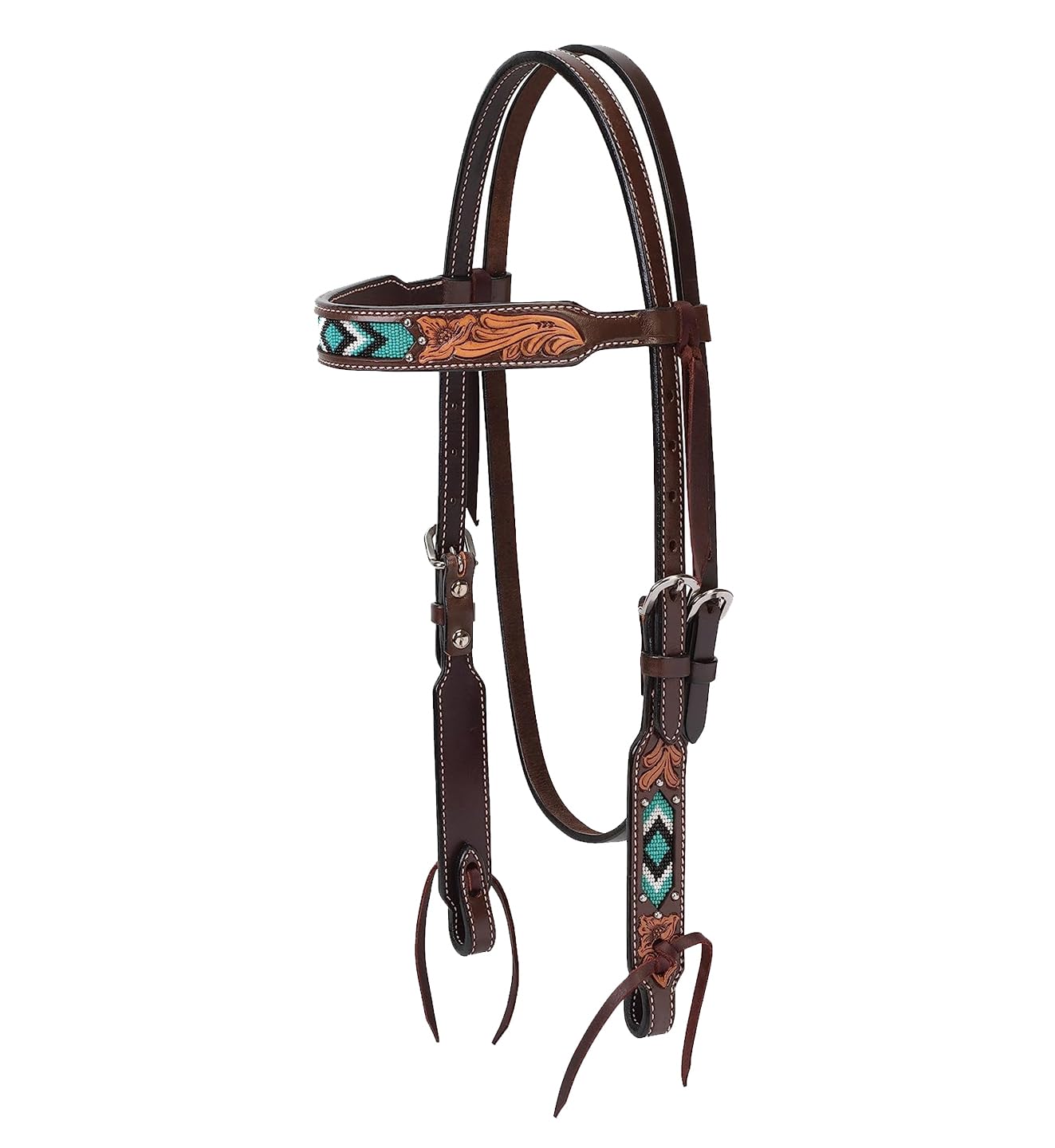 Western Horse ME-HBC-075 Ensemble de colliers de poitrine en cuir Motif floral Fait à la main