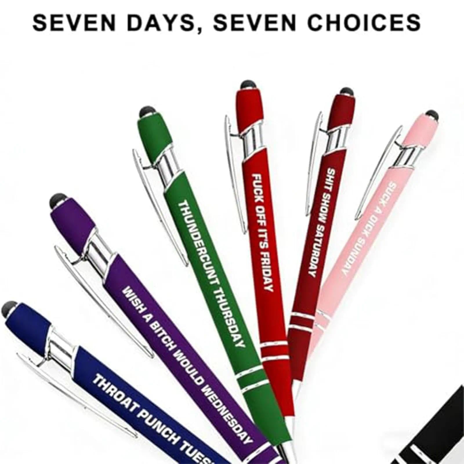 UBIETY Funny Daily Quotes Pen 7 Day Metal Pen Set Funny Stress-Relief Daily Quotes Metal Ballpoint Pens Set — view 5