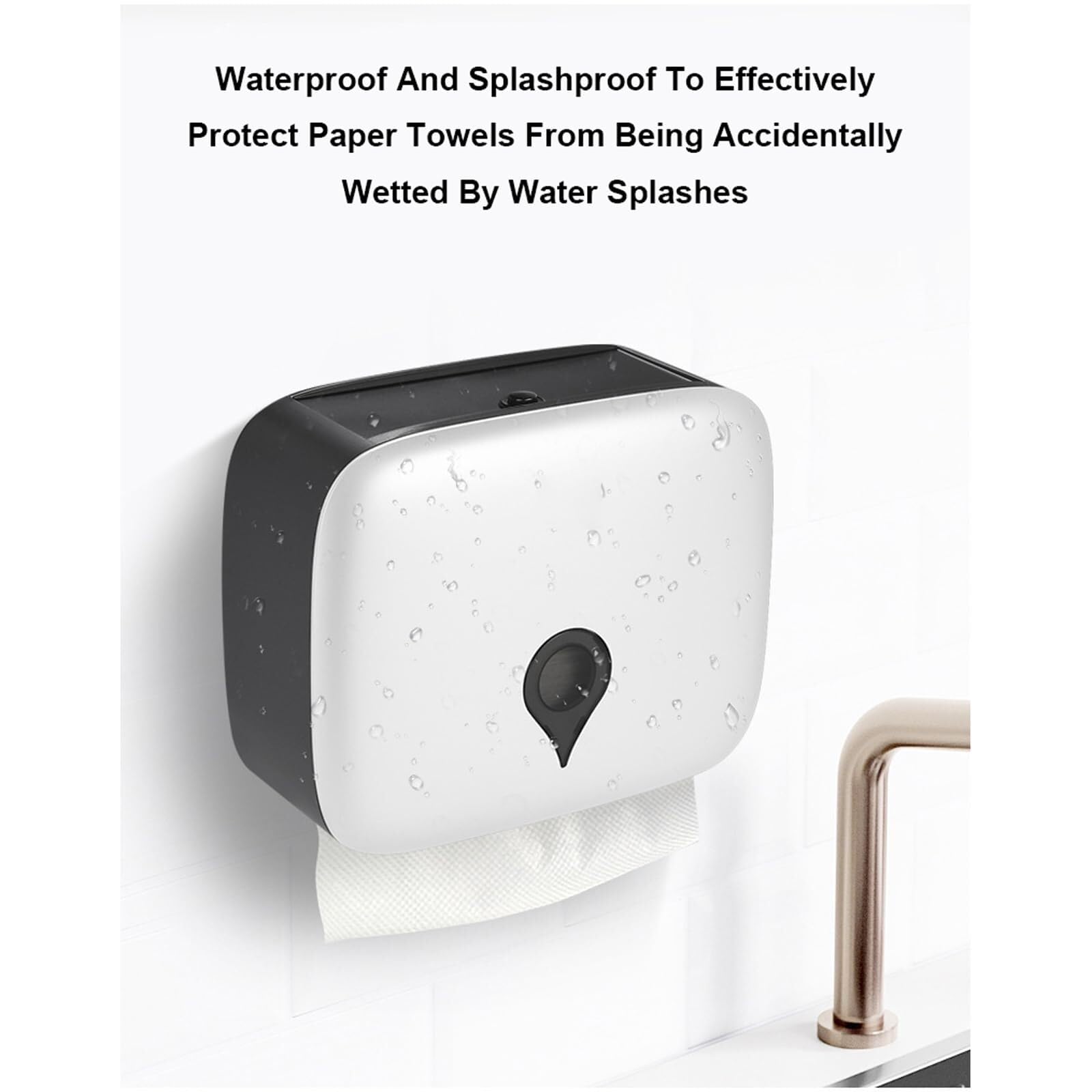 Dispensador de toallas de papel multipliegue, para montaje en pared, con botón, dispensador de toallas de mano, dispensador de papel higiénico impermeable para papel de triple pliegue/plegado en C/Z