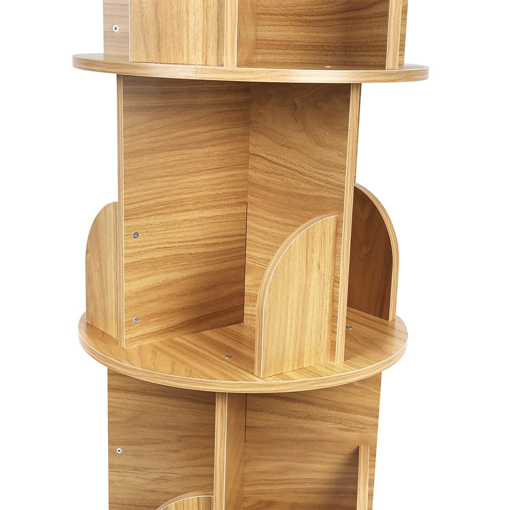LANTUS - Librería infantil de 98 cm, estantería de 3 niveles, giratoria a 360°, para habitación infantil, sala de juegos, 40 x 40 x 97 cm (color madera original)