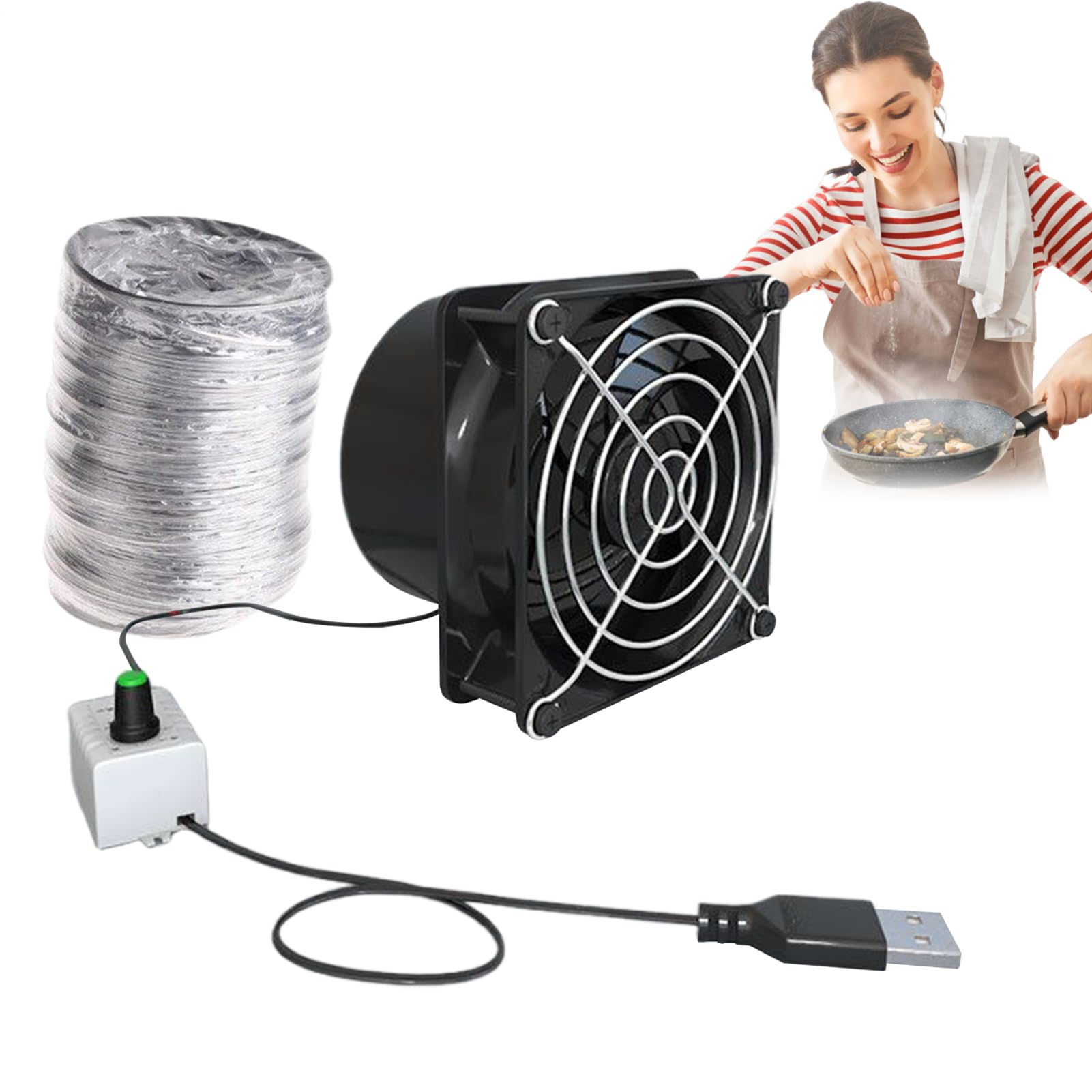 GenƩrico Extraction Fan | Smoke Extractor with Absorption Function | Mini Portable Air Extractor Fan for Kitchen Bathroom Window and Toilet