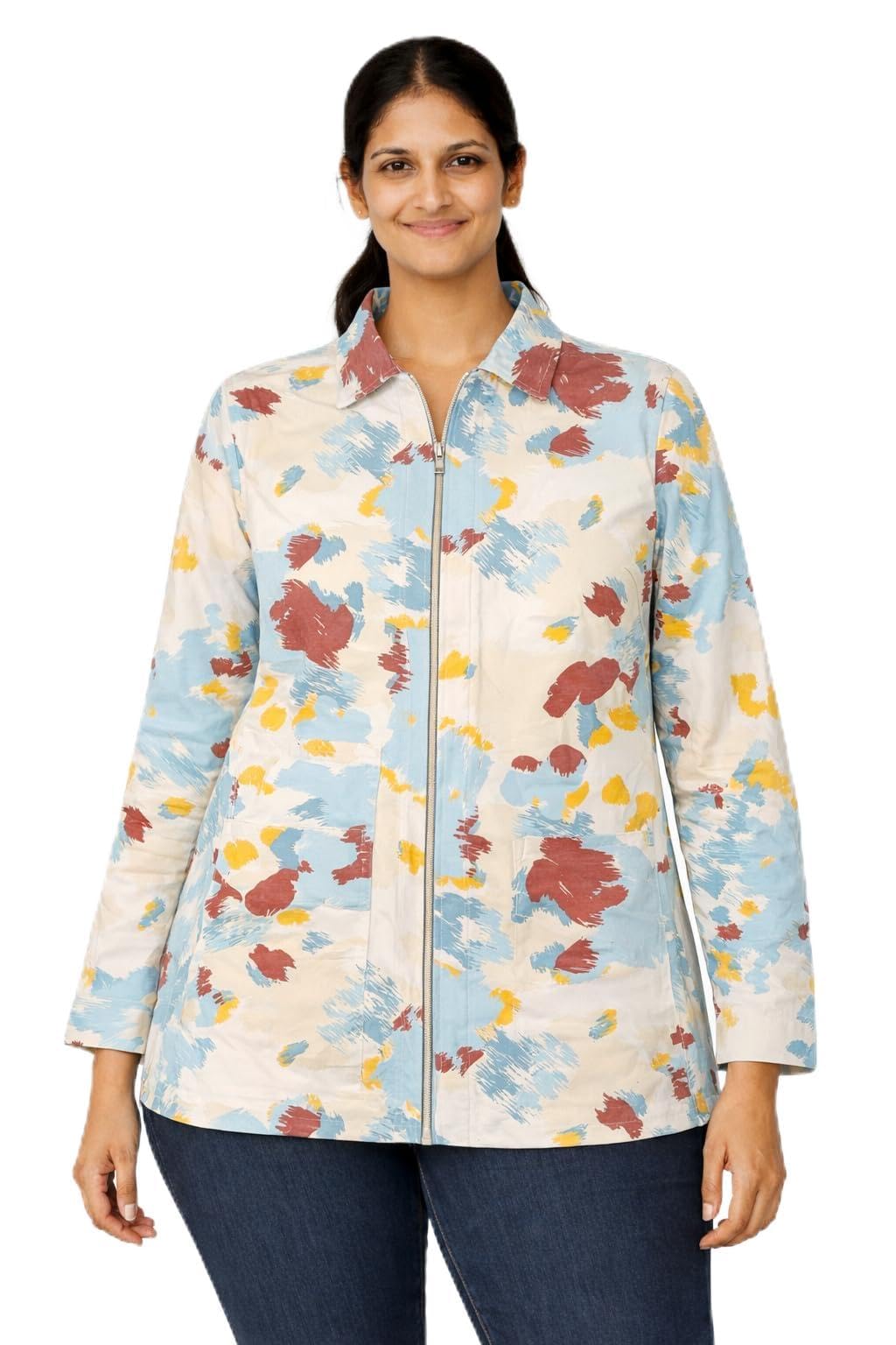 Women SunmerCoat Collar Style Pure Cotton With Zipper (Pack of 1)