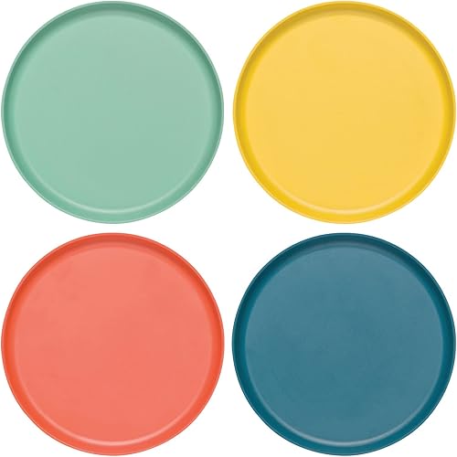 Now Designs Ecologie - Juego de cuatro platos laterales, colores de fiesta, diámetro de 7.75 x 0.75 pulgadas de alto