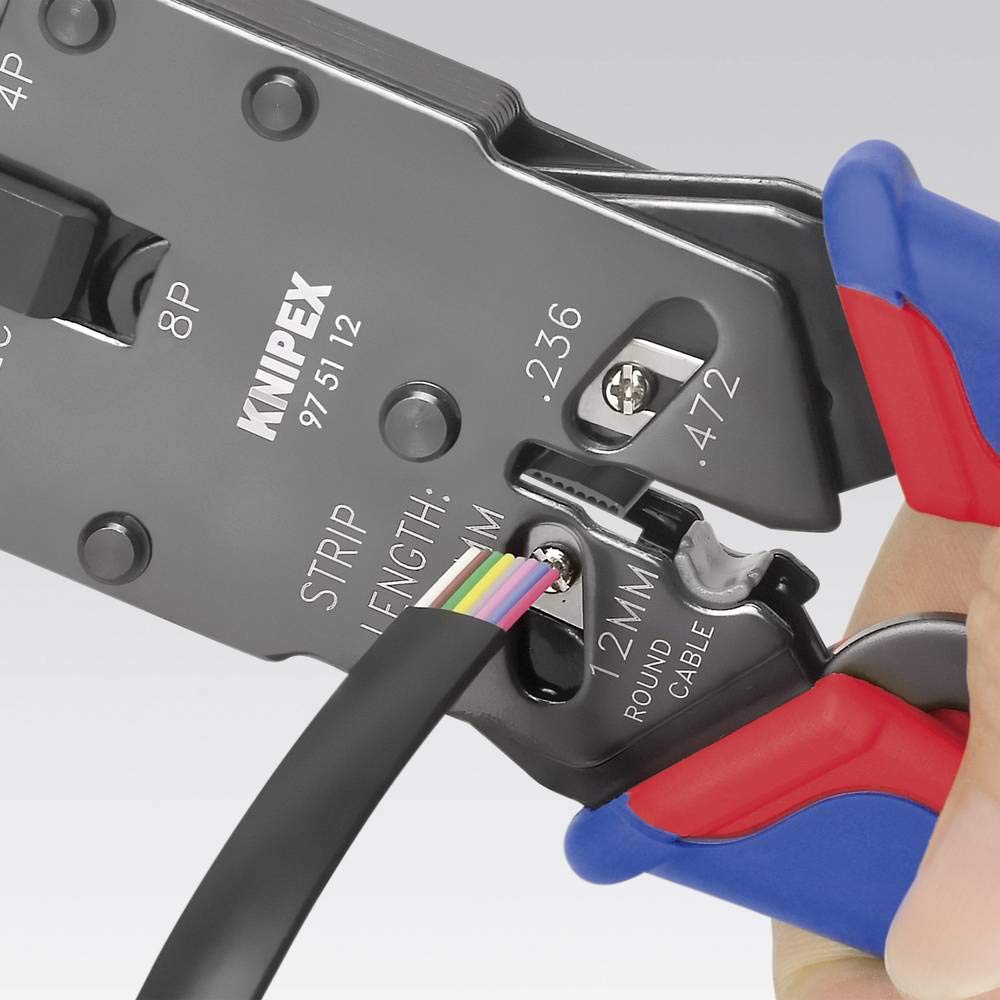 Knipex 97 51 12 97 51 12 D1 pinza crimpatrice spina modulare RJ10, RJ11, RJ12, RJ45