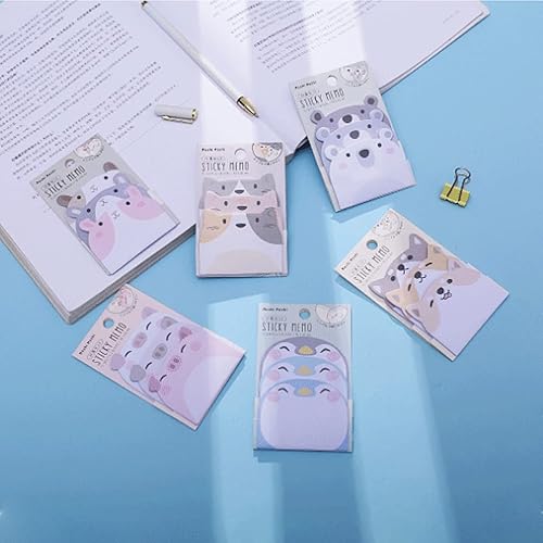 Miniatura 2 de Paquete de 6 notas adhesivas de animales de dibujos animados, juego de notas autoadhesivas de animales de dibujos animados, notas de escritura para