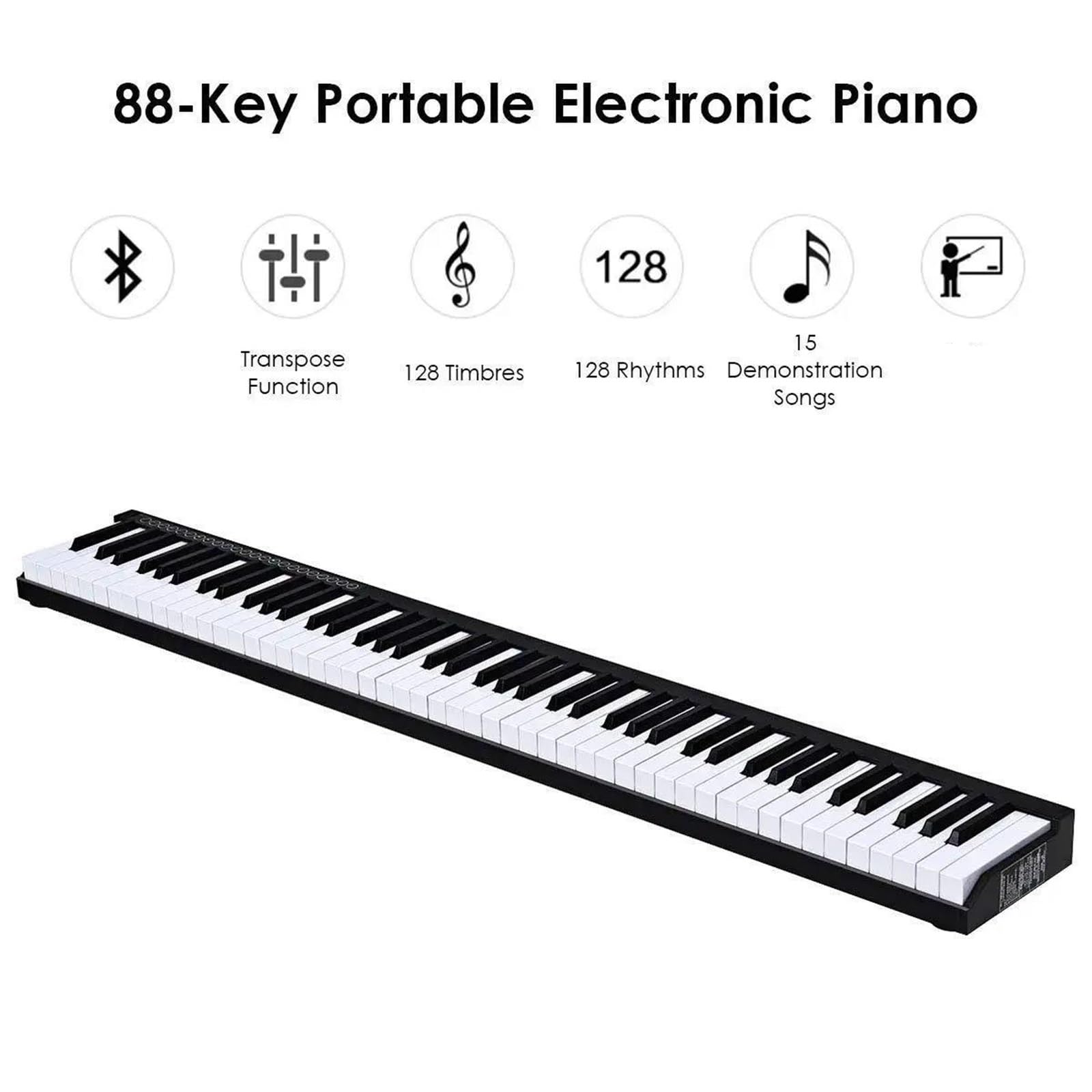 Przenośne Pianino Elektroniczne 88 Klawiszy Dla Początkujących Dla Dorosłych Ręcznie Zwijane Inteligentny Instrument
