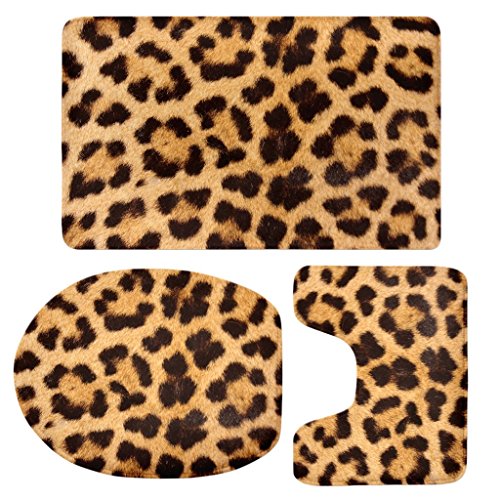 Tubayia 3 Stück Badematte Set - Toilettendeckelbezug + Toilettenmatte + Badeteppich für Badezimmer Toilette (# 2) – Bild 4