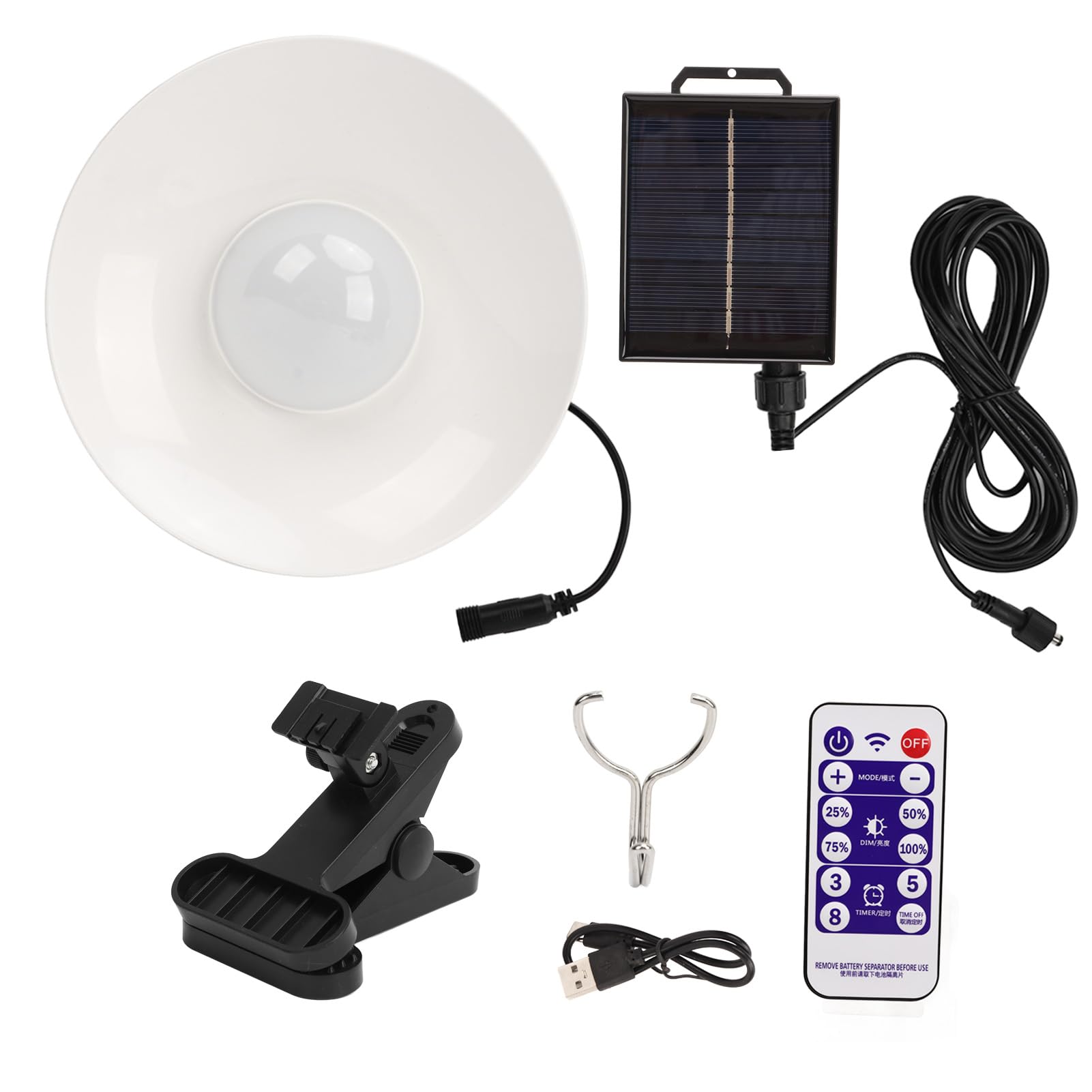Solar Patio Paraguas Luz Temporización Control Remoto LED Panel Solar Parasol Lámpara Batería Incorporada 3000K Color Cálido