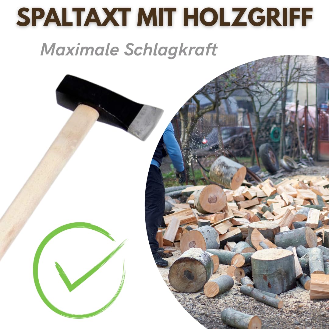 5kg Axt/Spalthammer – Spaltaxt mit Holzgriff – Hochwertiger Spalter Hammer/Beil – Hergestellt in der EU