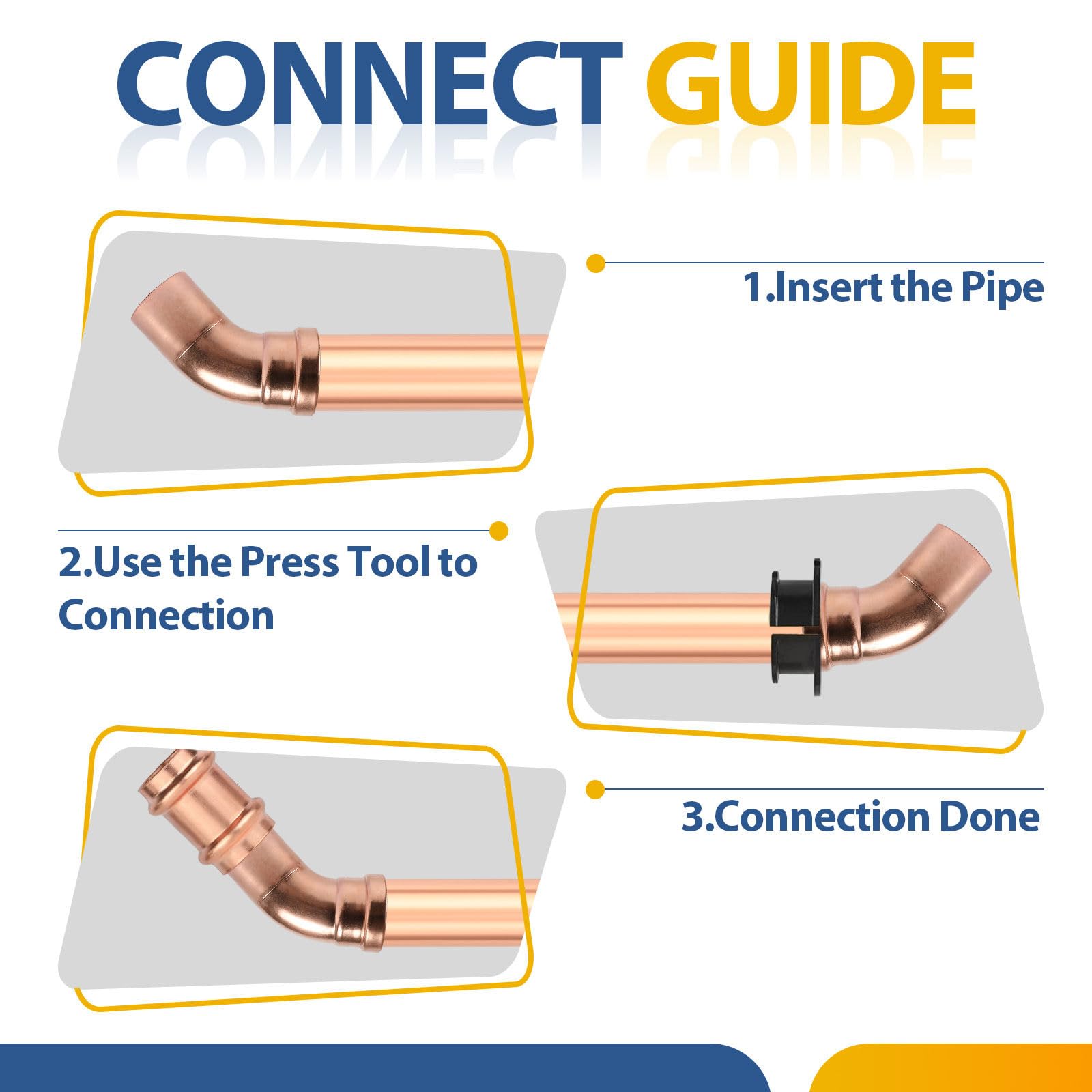 Paquete de 30 Codos de Calle de Cobre GUOFIS, Codo de Calle de 45 Grados de 2 Pulgadas P x FTG, Conector de tubería de Rosca Hembra a presión