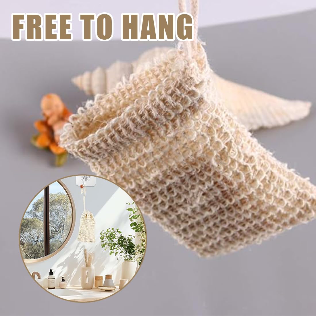 Bolsa De Jabón Orgánica De 3 Piezas De Sisal Natural Exfoliante