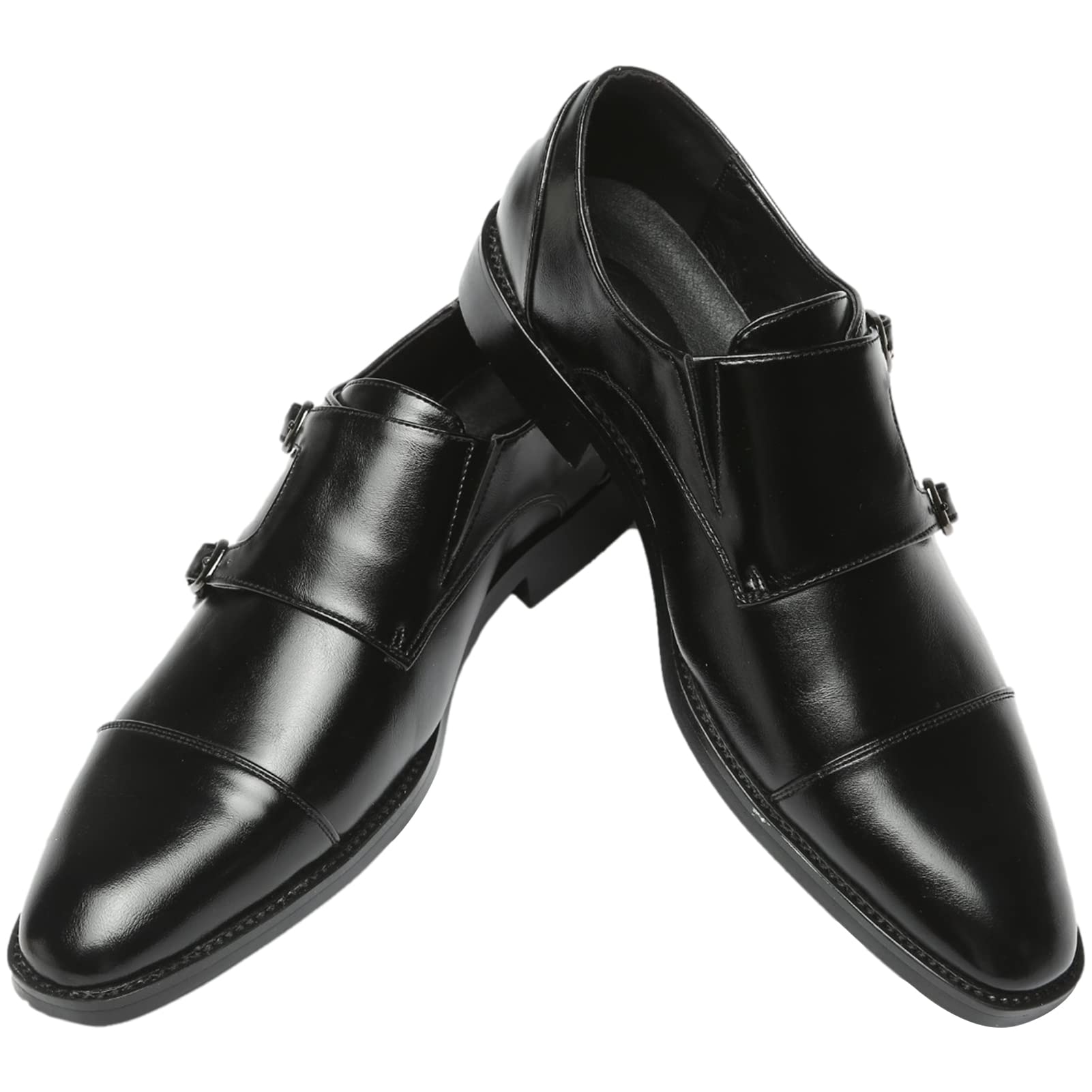 ANUFER Signore Inteligente cap Toe Doppia Fibbia Scarpe da Monaco Pelle Sintetica Formale Scarpe Eleganti