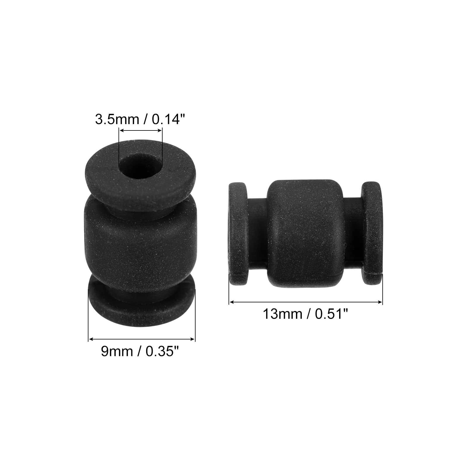sourcing map Lot de 24 balles en caoutchouc anti-vibrations pour appareil photo quadricoptère FPV Noir 3,5 x 13 mm