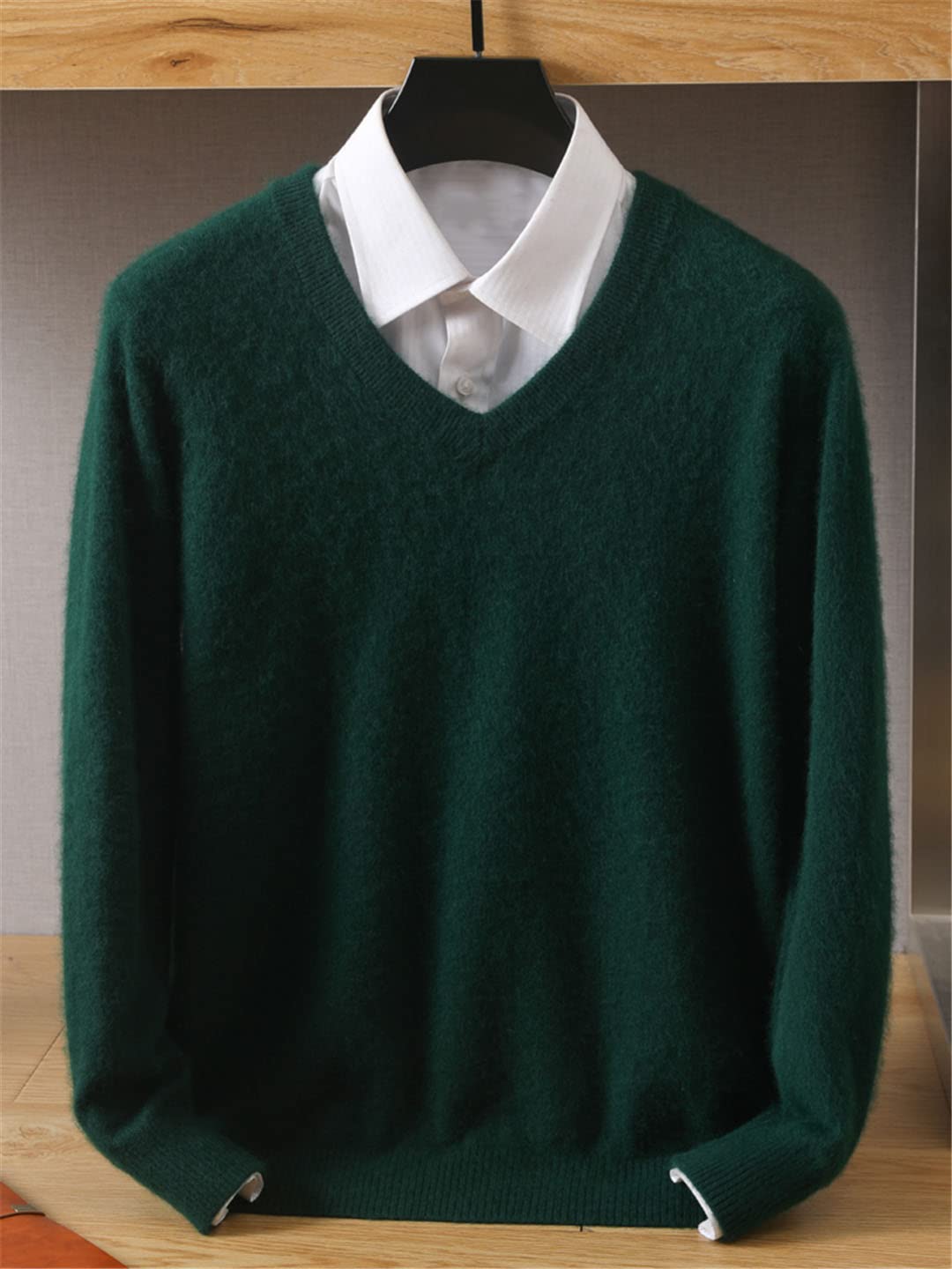 Vogrtcc Maglione in cashmere da uomo con scollo a V Pullover in maglia di grandi dimensioni maglione invernale top maglioni a maniche lunghe