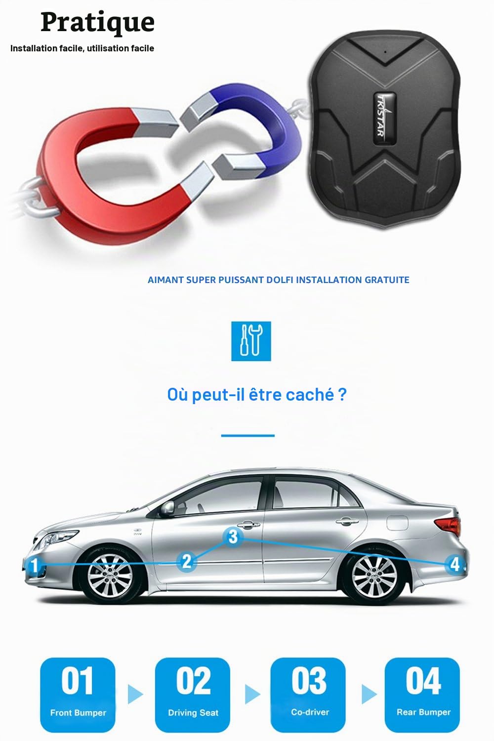 TKSTAR tk905 traceur gps en temps réel avec aimant puissant caché les tracker 5000mah batterie